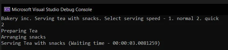Asynchronous execution output (3 seconds)