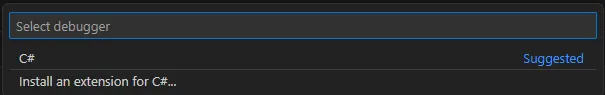 Select C# debugger prompt